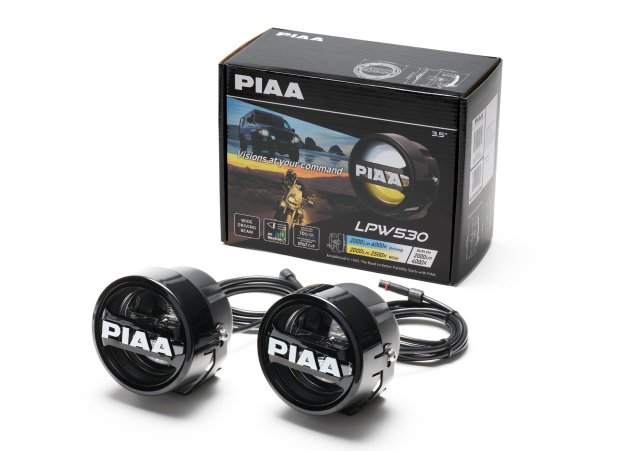 PIAA LPW530 přídavné bílé/žluté (přepínatelné) dálkové kulaté LED světlomety o průměru 89 mm