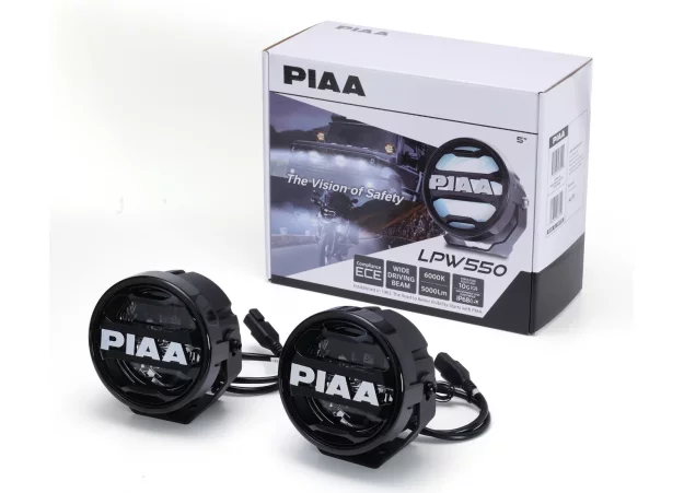 PIAA LPW550 přídavné dálkové kulaté LED světlomety o průměru 136 mm, 6000K, homologace ECE / R10 / R