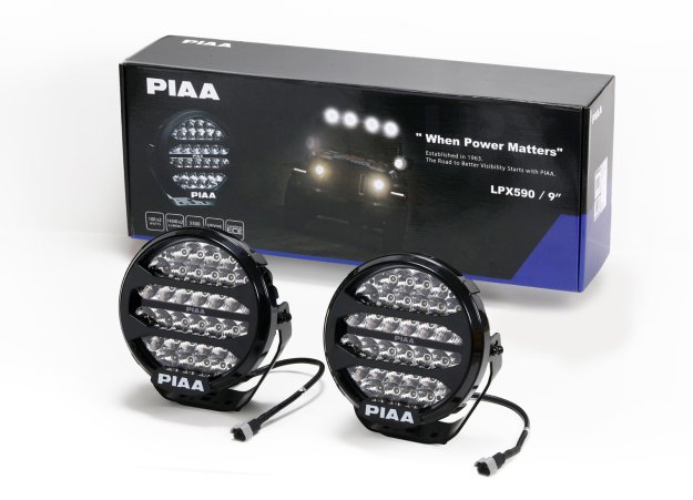 PIAA LPX590 přídavné dálkové kulaté LED světlomety o průměru 234 mms funkcí denního svícení, homolog